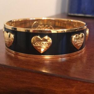 Black and gold heart coach bangle